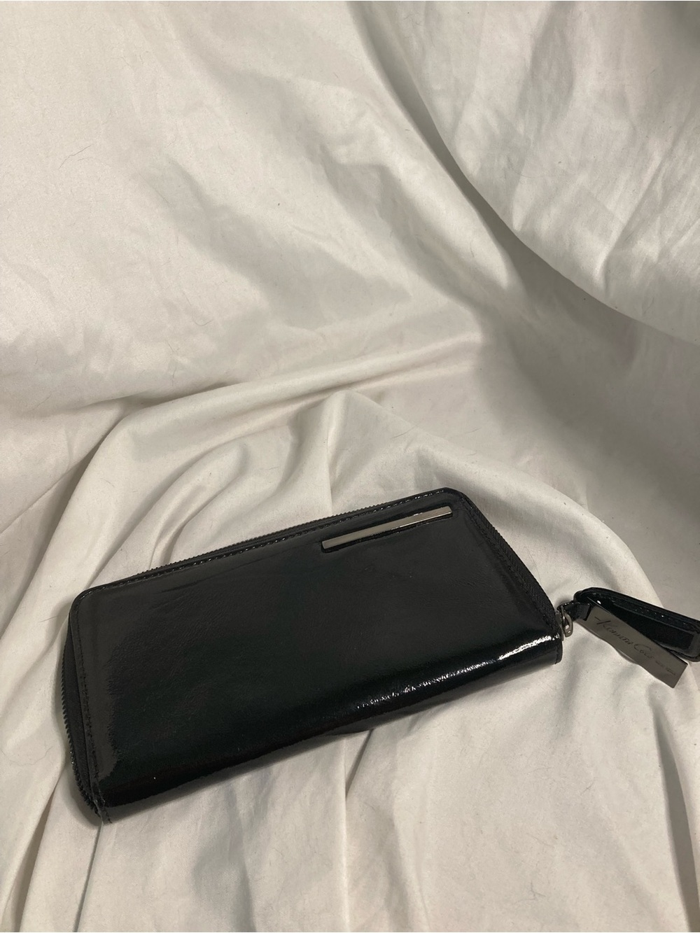 Kenneth Cole Black Patent Zip-Around Wallet